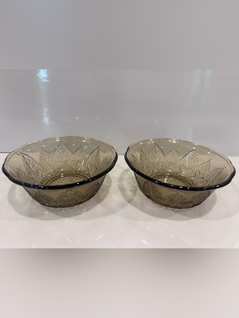 imported Indonesian pressed-glass berry or dessert bowls , Set Of 2